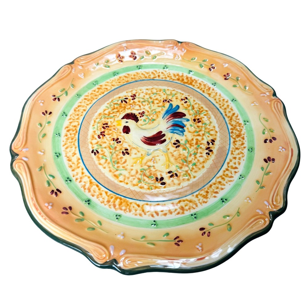 Bella Casa by Ganz Rooster Ceramic Plate‎ Scalloped Cottage 11" Farmhouse Decor - Picture 3 of 7